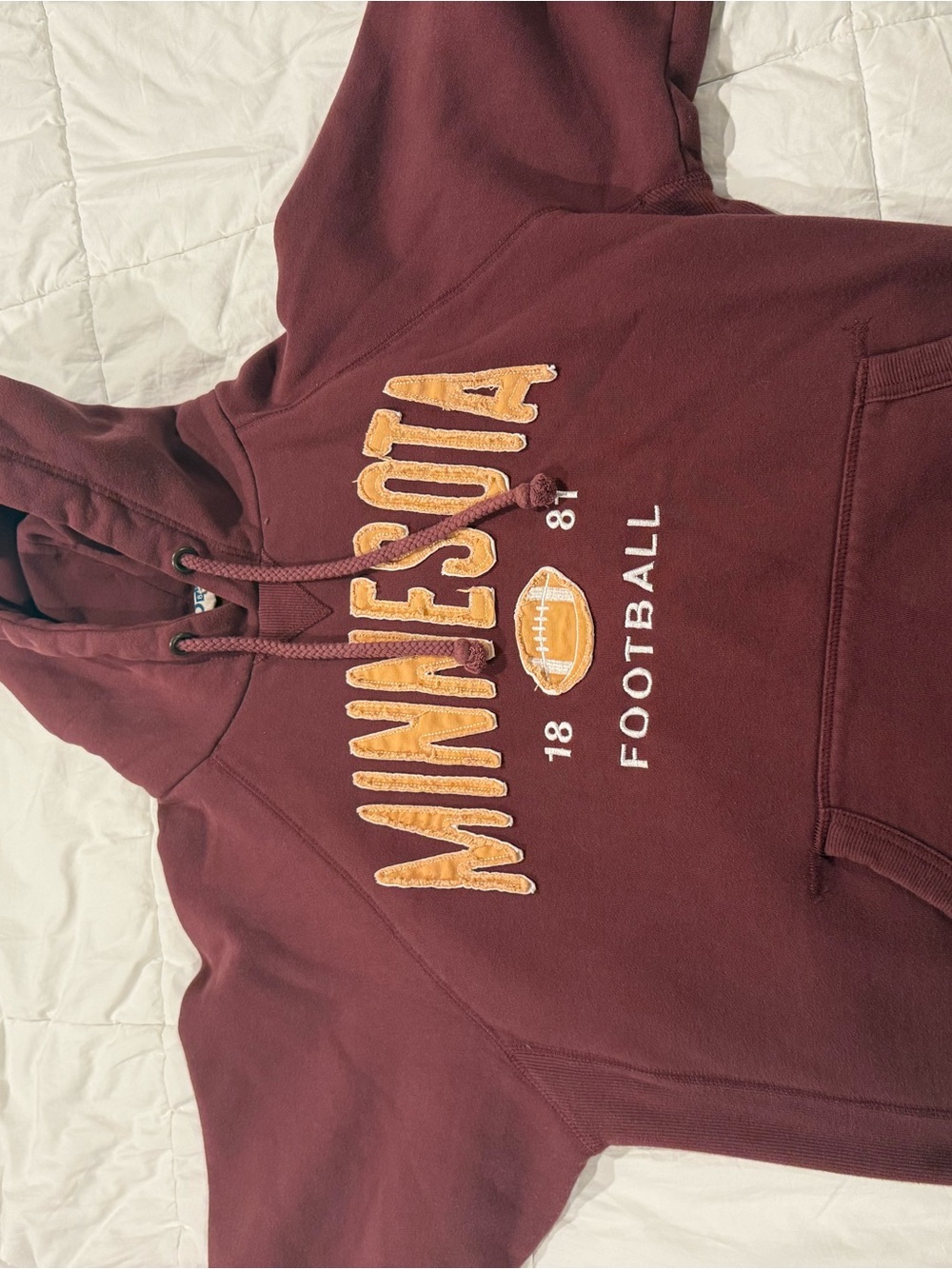 Minnesota Football Maroon Hoodie with Gold Embroidery